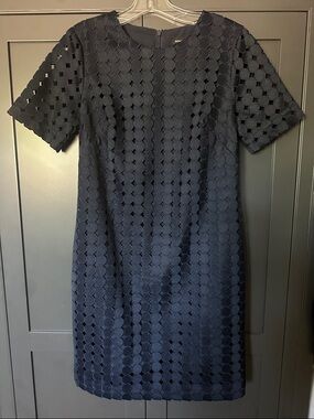 Banana Republic Navy Textured Circle Shift Dress